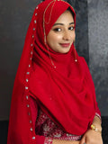 RED JHOOMAR LITE- INSTANT READY TO WEAR MAKHNI STYLE HIJAB