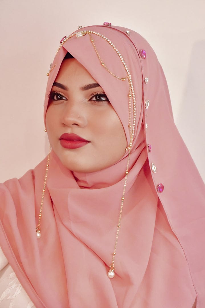 ONION PINK JHOOMAR LITE- INSTANT READY TO WEAR MAKHNI STYLE HIJAB