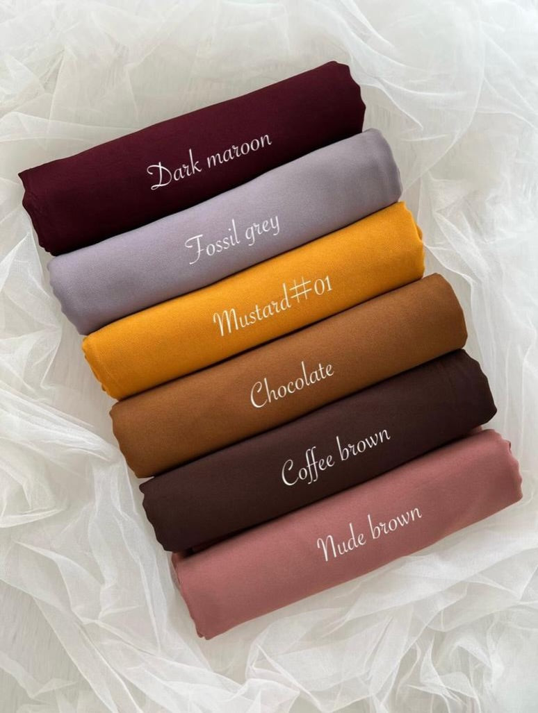 Premium Georgette Hijab Pack of 6 | Soft Lightweight Scarves | 185 × 75 cm | Everyday & Party Wear