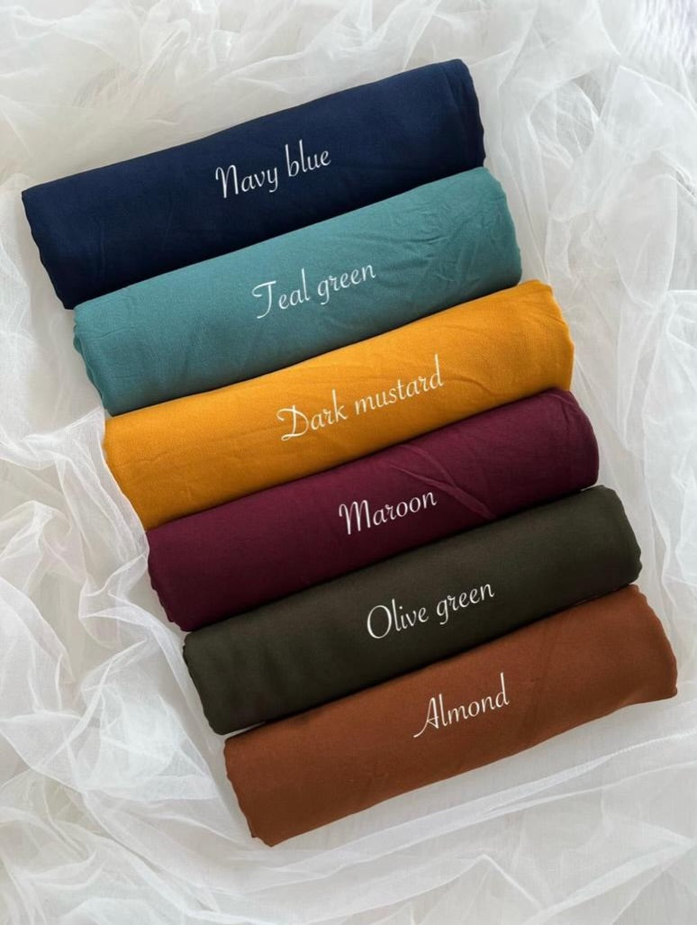 Premium Georgette Hijab Pack of 6 | Soft Lightweight Scarves | 185 × 75 cm | Everyday & Party Wear