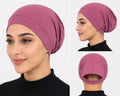 Premium Jersey Hijab Tube Cap – Open Back | Stretchable Under Hijab Inner Cap | Dusty Rose