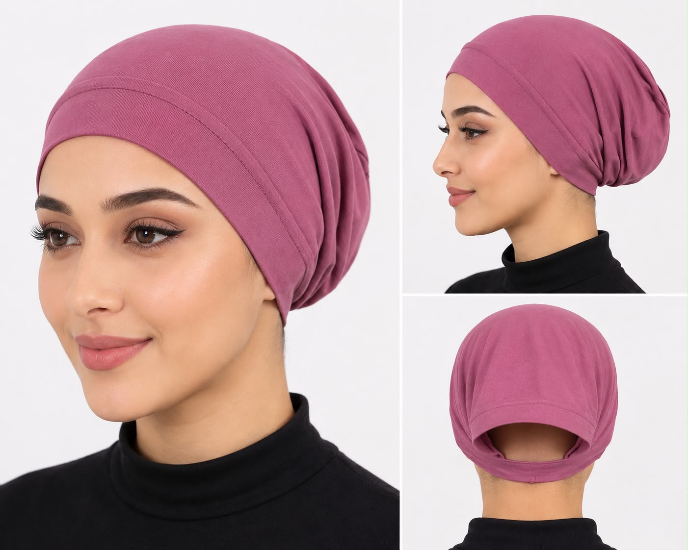 Premium Jersey Hijab Tube Cap – Open Back | Stretchable Under Hijab Inner Cap | Dusty Rose
