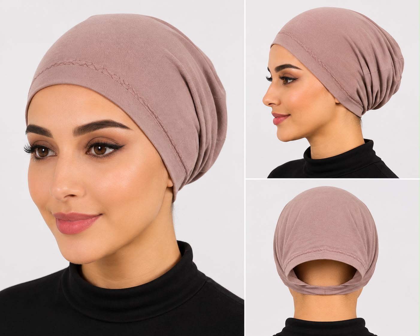Premium Jersey Hijab Tube Cap – Open Back | Stretchable Undercap | Taupe Beige