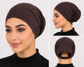 Premium Jersey Hijab Tube Cap – Open Back | Stretchable Undercap | Dark Chocolate Brown