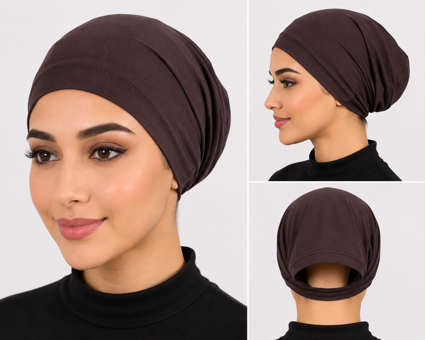 Premium Jersey Hijab Tube Cap – Open Back | Stretchable Undercap | Dark Chocolate Brown