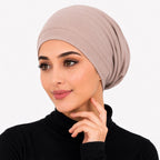 Premium Chiffon Inner Hijab Cap / Front-View Dusty Rose Slip-On Under-Scarf