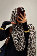 Premium Chiffon Hijab – Ivory Leopard Floral Print | Soft Lightweight Printed Hijab | 185 × 75 cm