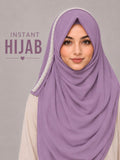Ready-to-Wear Lavender Pearl Chiffon Instant Hijab