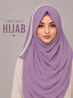 Ready-to-Wear Lavender Pearl Chiffon Instant Hijab