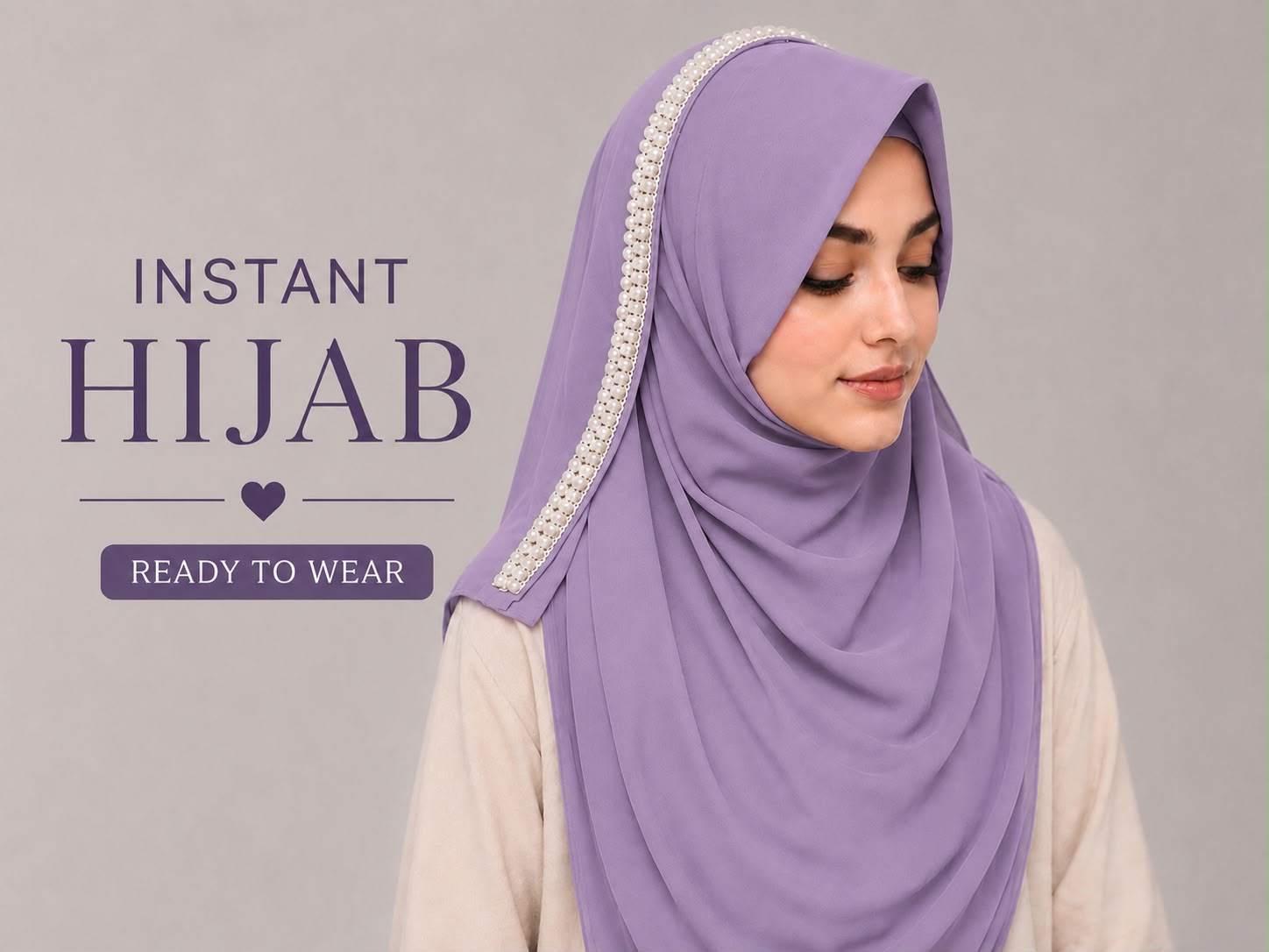 Lavender Pearl Chiffon Instant Hijab