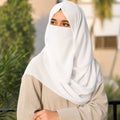 Premium White Half Naqab for Women (12 × 14 Inches) | Lightweight Breathable Islamic Face Veil | Soft Modest Muslim Nose Piece | Comfortable Daily Wear Hijab Accessory