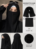 Premium Plain Georgette Hijab with Separate Half Elastic Naqab | Elastic Back Side | Soft, Lightweight & Breathable | Size 12 × 14