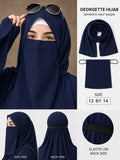 Premium Plain Georgette Hijab with Separate Half Elastic Naqab | Elastic Back Side | Soft, Lightweight & Breathable | Size 12 × 14