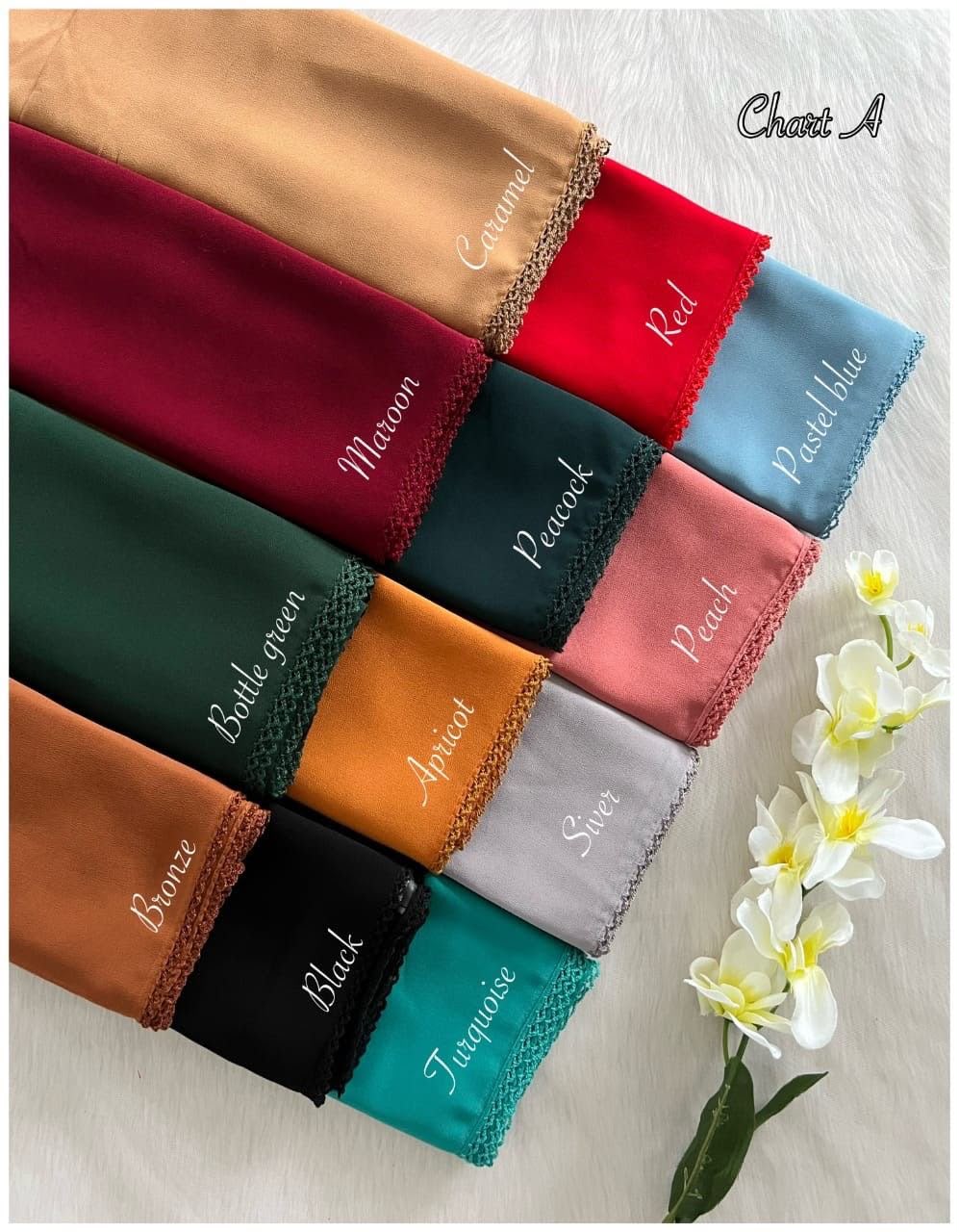 Premium Crochet Lace Chiffon Georgette Hijab – Soft Elegant Everyday Scarf