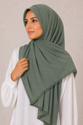 Elegant Scalloped Lace-Border Chiffon Georgette Hijab – Soft Flow Daily Wear Scarf for Women (185 × 75 cm)