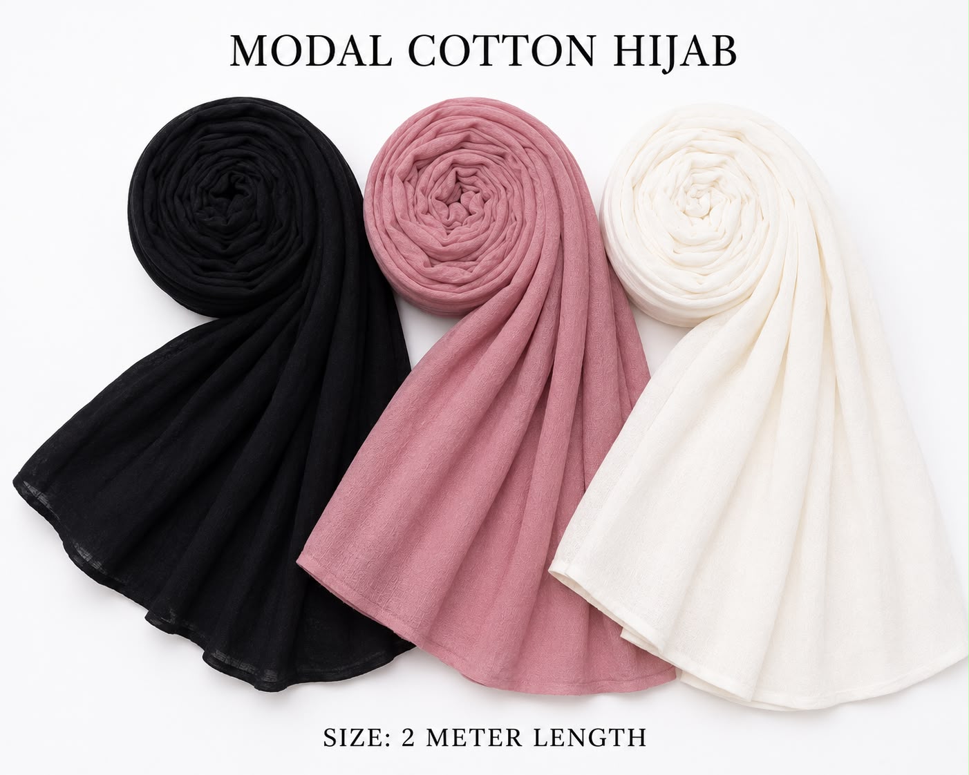 Elegant Multi-Color Modal Cotton Hijab Combo – Soft Breathable Daily Wear Scarf Set for Women (2 Meter Length)