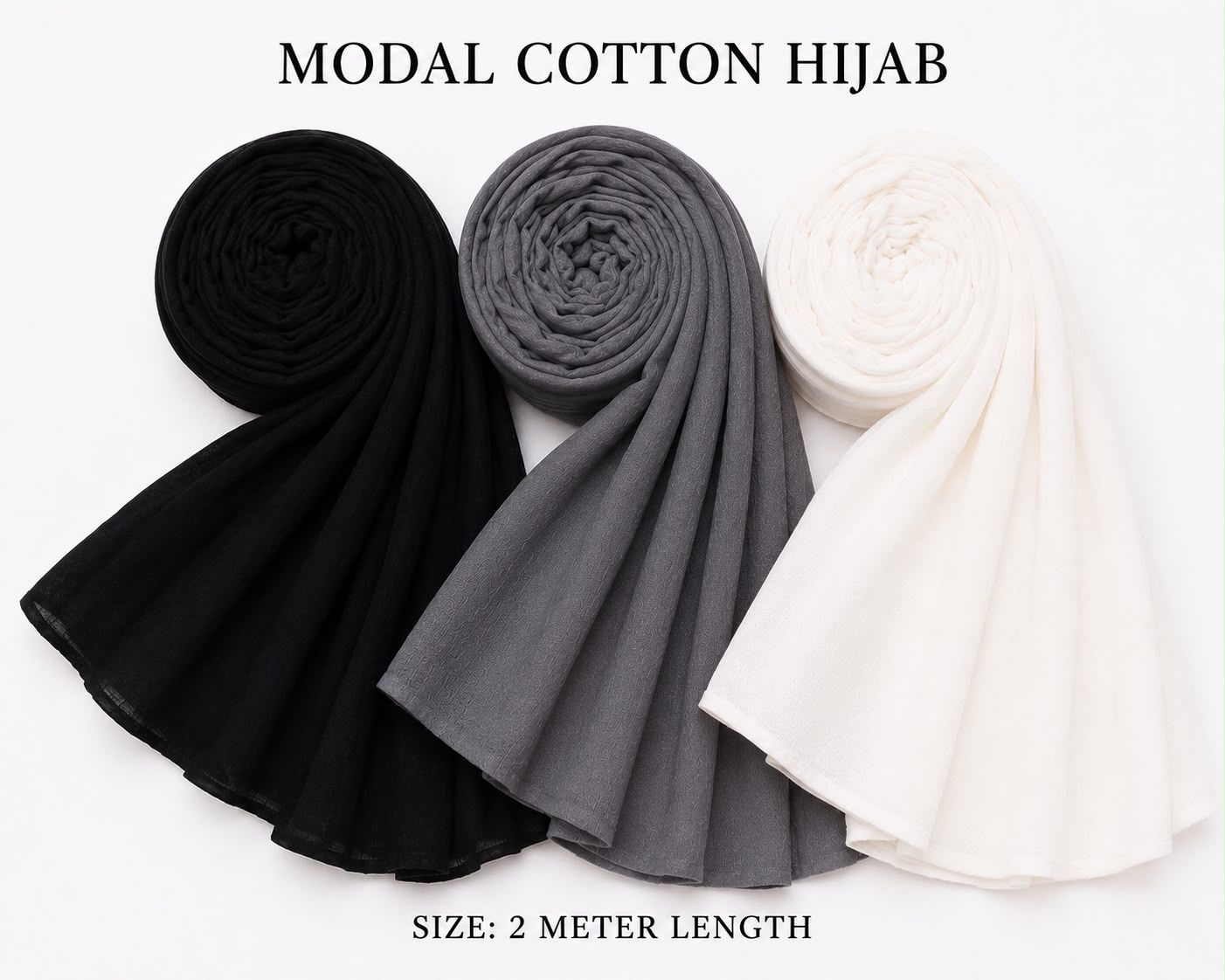 Elegant Multi-Color Modal Cotton Hijab Combo – Soft Breathable Daily Wear Scarf Set for Women (2 Meter Length)
