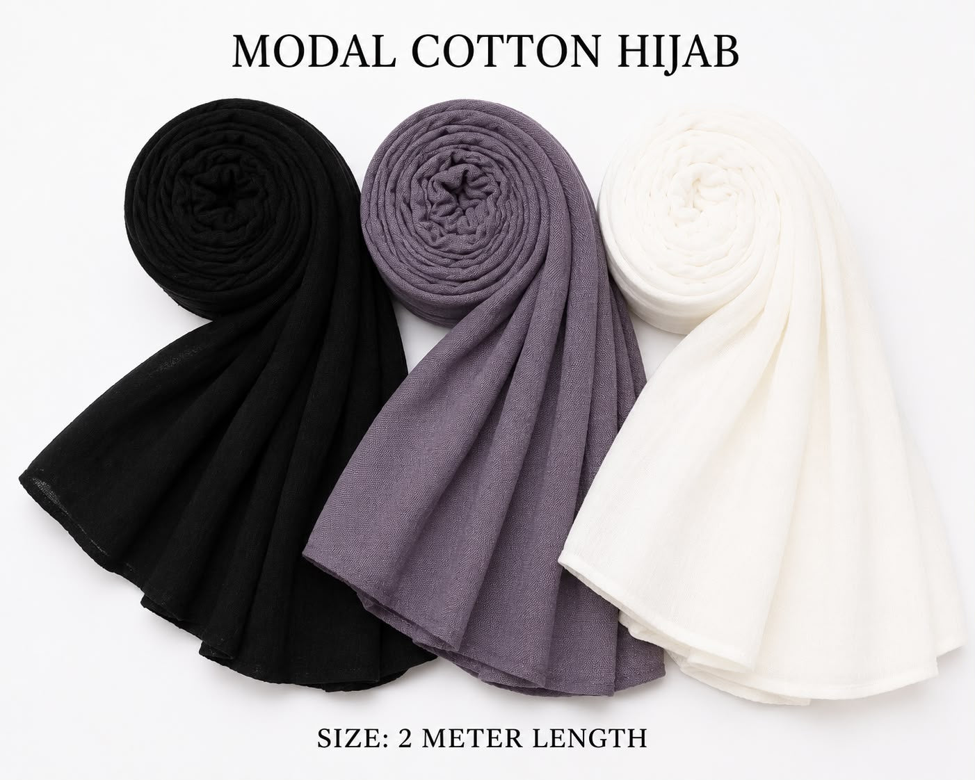 Elegant Multi-Color Modal Cotton Hijab Combo – Soft Breathable Daily Wear Scarf Set for Women (2 Meter Length)