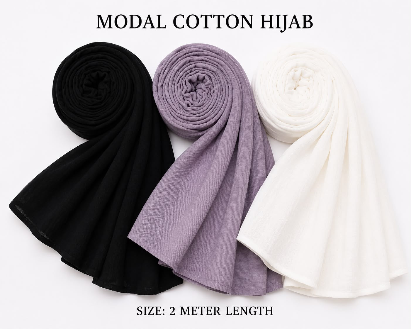 Elegant Multi-Color Modal Cotton Hijab Combo – Soft Breathable Daily Wear Scarf Set for Women (2 Meter Length)