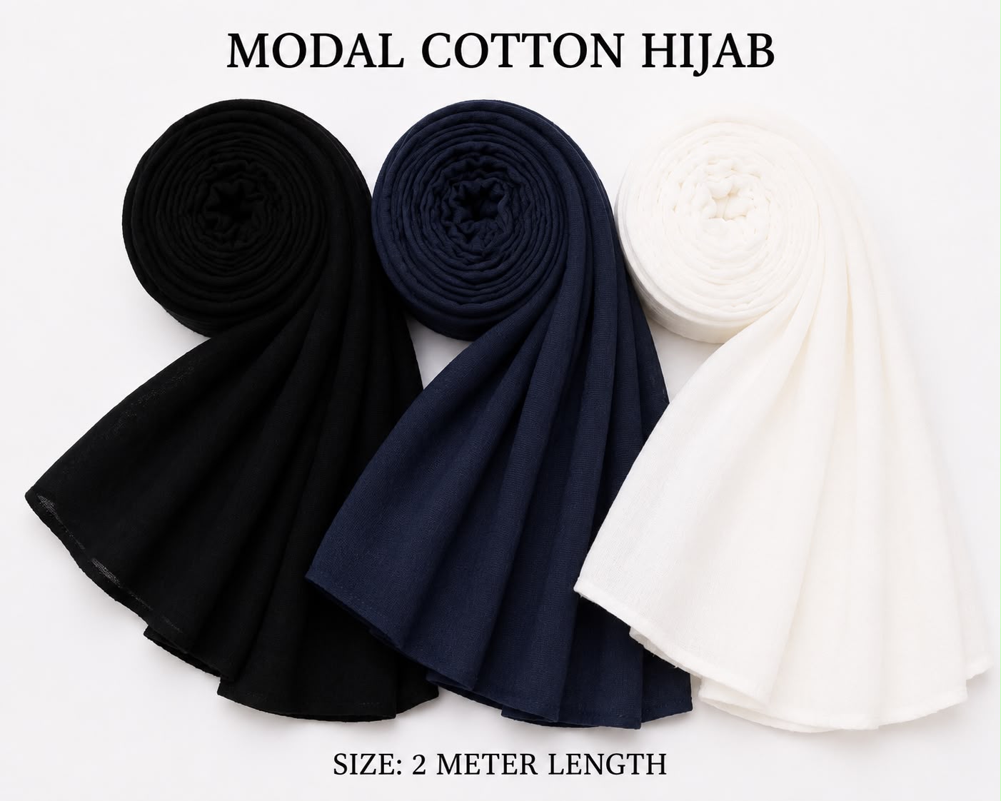 Elegant Multi-Color Modal Cotton Hijab Combo – Soft Breathable Daily Wear Scarf Set for Women (2 Meter Length)