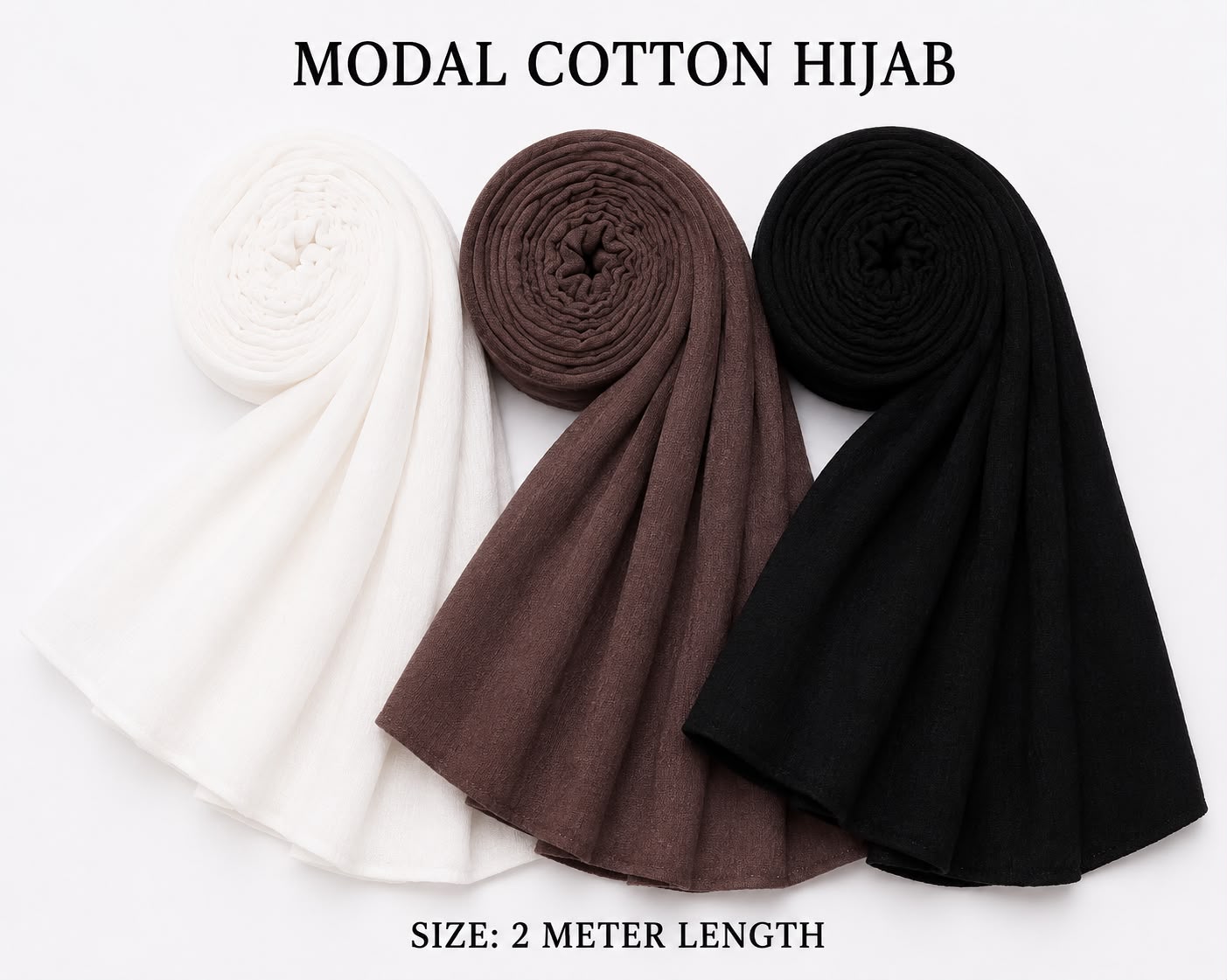 Elegant Multi-Color Modal Cotton Hijab Combo – Soft Breathable Daily Wear Scarf Set for Women (2 Meter Length)