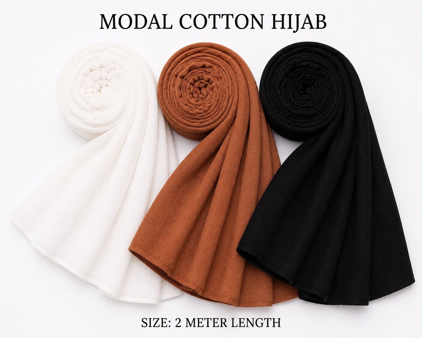 Elegant Multi-Color Modal Cotton Hijab Combo – Soft Breathable Daily Wear Scarf Set for Women (2 Meter Length)