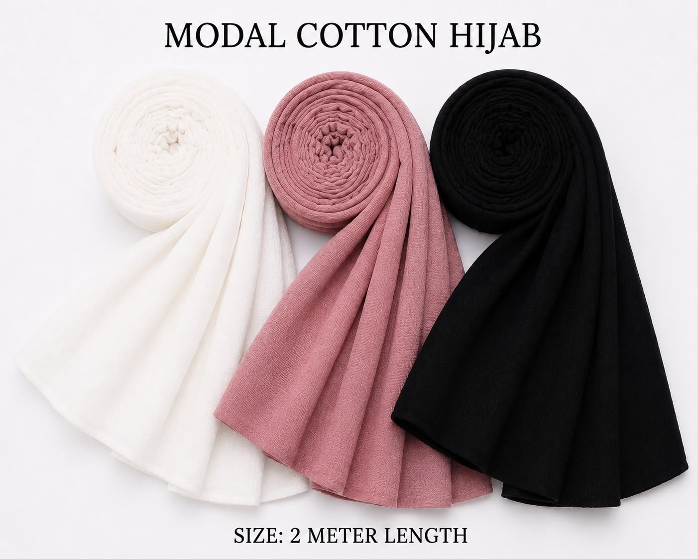 Elegant Multi-Color Modal Cotton Hijab Combo – Soft Breathable Daily Wear Scarf Set for Women (2 Meter Length)