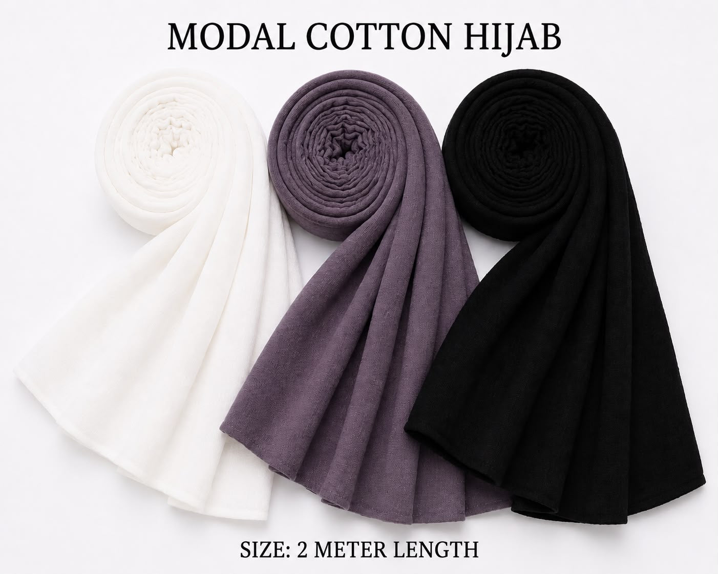 Elegant Multi-Color Modal Cotton Hijab Combo – Soft Breathable Daily Wear Scarf Set for Women (2 Meter Length)