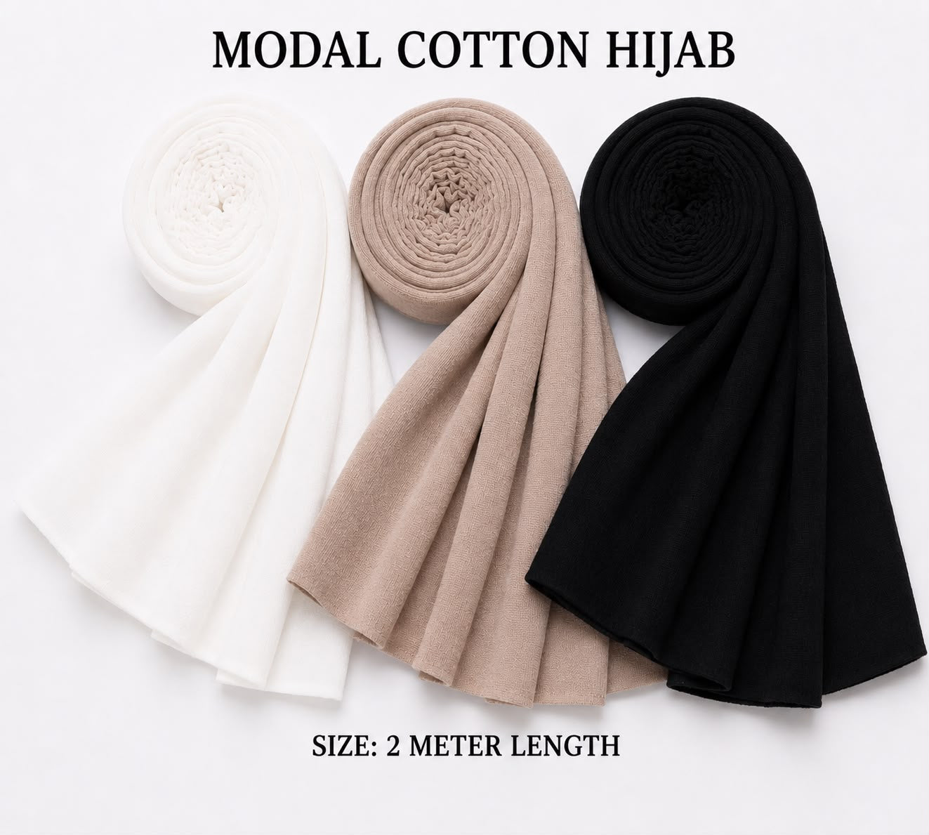 Elegant Multi-Color Modal Cotton Hijab Combo – Soft Breathable Daily Wear Scarf Set for Women (2 Meter Length)