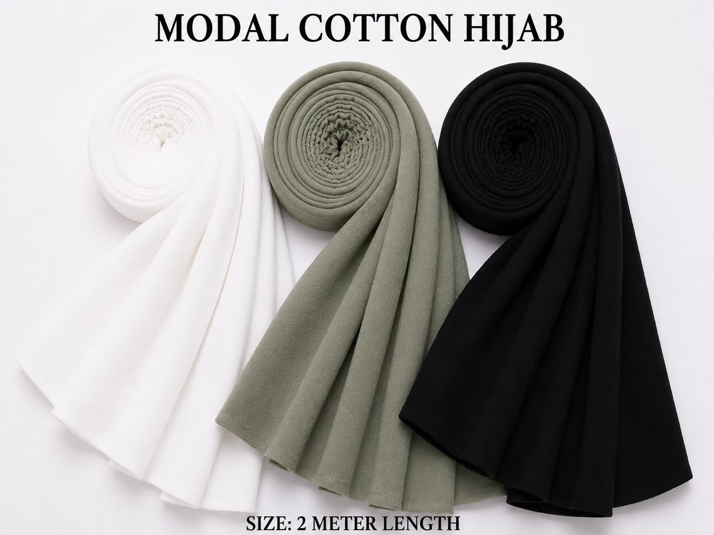 Elegant Multi-Color Modal Cotton Hijab Combo – Soft Breathable Daily Wear Scarf Set for Women (2 Meter Length)