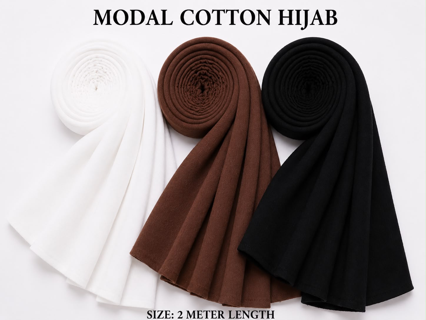 Elegant Multi-Color Modal Cotton Hijab Combo – Soft Breathable Daily Wear Scarf Set for Women (2 Meter Length)
