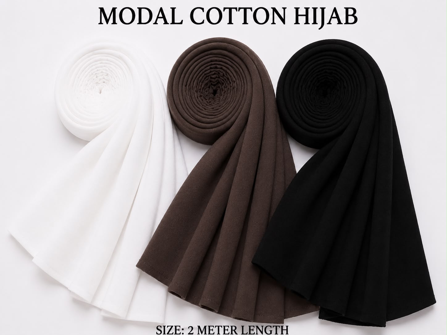 Elegant Multi-Color Modal Cotton Hijab Combo – Soft Breathable Daily Wear Scarf Set for Women (2 Meter Length)