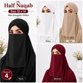 Plain Georgette Chiffon Half Naqab for Women (Pack of 4)