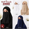 Plain Georgette Chiffon Half Naqab for Women (Pack of 4)