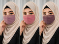 Elegant Stone-Embellished Chiffon Face Mask