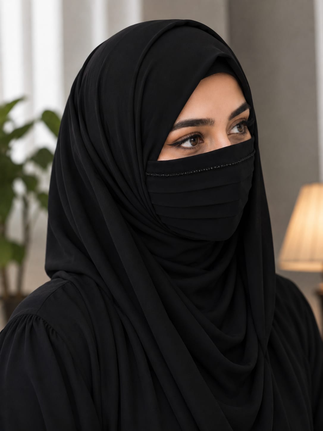 Prtemium Elegant Chiffon Pleated Niqab Mask