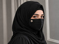 Elegant Chiffon Pleated Niqab Mask with Pearl Brooch