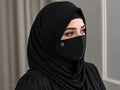 Elegant Chiffon Pleated Niqab Mask with Crystal Flower Brooch