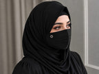 Elegant Chiffon Pleated Niqab Mask with Crystal Flower Brooch