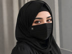 Elegant Chiffon Pleated Niqab Mask with Pearl & Crystal Flower Brooch