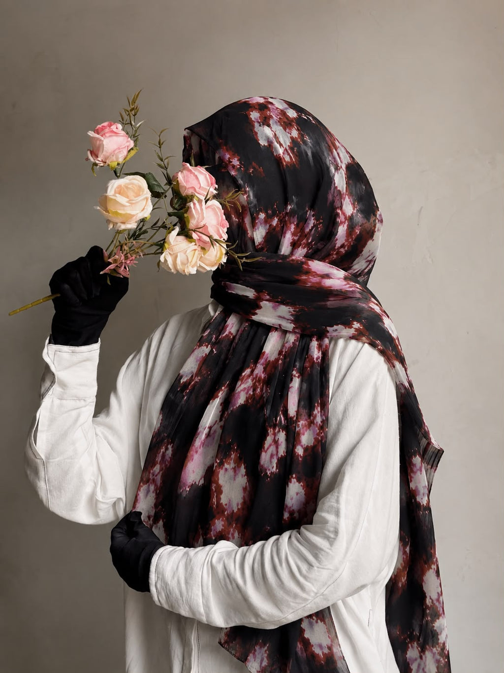 Black Rust Marble Print Pinterest Inspired Chiffon Georgette Hijab for Women | Premium Soft Lightweight & Breathable Chiffon Georgette Fabric | Black Rust White Abstract Marble Printed Long Hijab Scarf | Daily Wear & Party | 185 cm × 75 cm