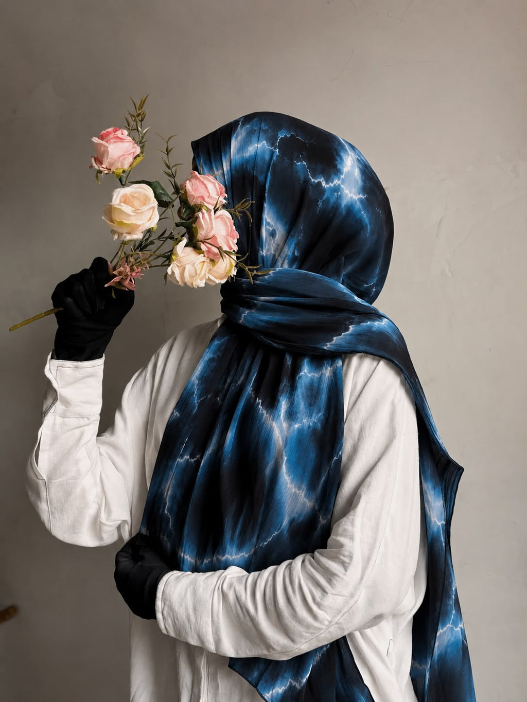 Dark Blue Galaxy Print Pinterest Inspired Chiffon Georgette Hijab| Premium Soft Lightweight & Breathable Chiffon Georgette Fabric Galaxy Marble Abstract Printed Long Hijab Scarf| Trendy Aesthetic Muslim Headscarf for Daily Wear & Party | 185 cm × 75 cm