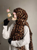 Cat Print Pinterest Inspired Chiffon Georgette Hijab for Women | Premium Soft Lightweight & Breathable Chiffon Georgette Fabric | Brown Black Animal Cat Pattern Printed Long Hijab Scarf 185 cm × 75 cm