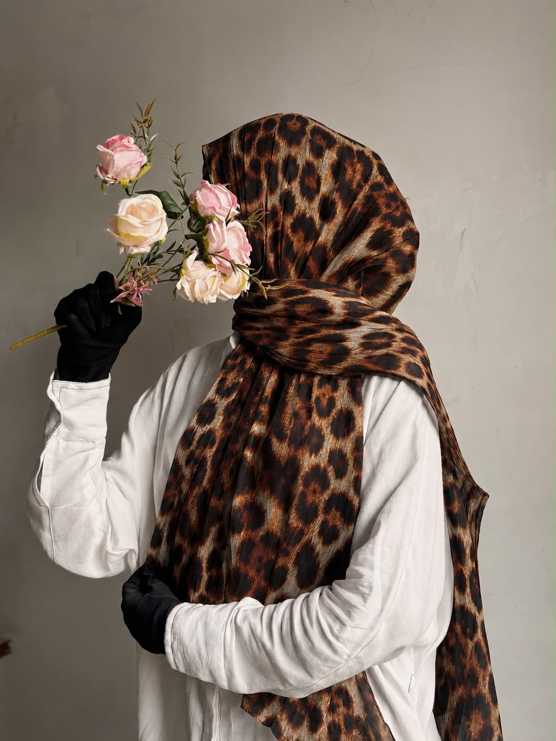 Cat Print Pinterest Inspired Chiffon Georgette Hijab for Women | Premium Soft Lightweight & Breathable Chiffon Georgette Fabric | Brown Black Animal Cat Pattern Printed Long Hijab Scarf 185 cm × 75 cm