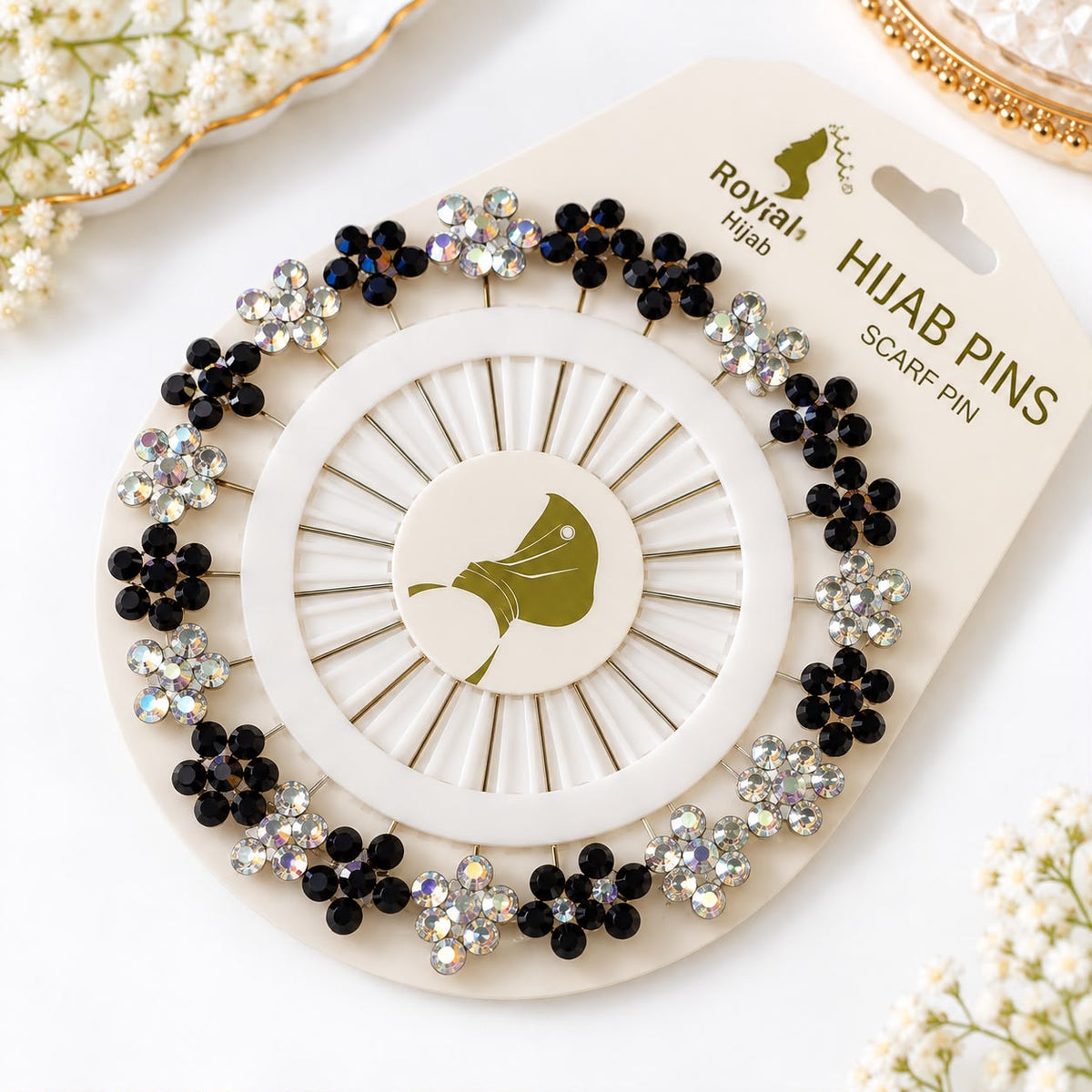 Premium 20 Black White Flower Pins combo