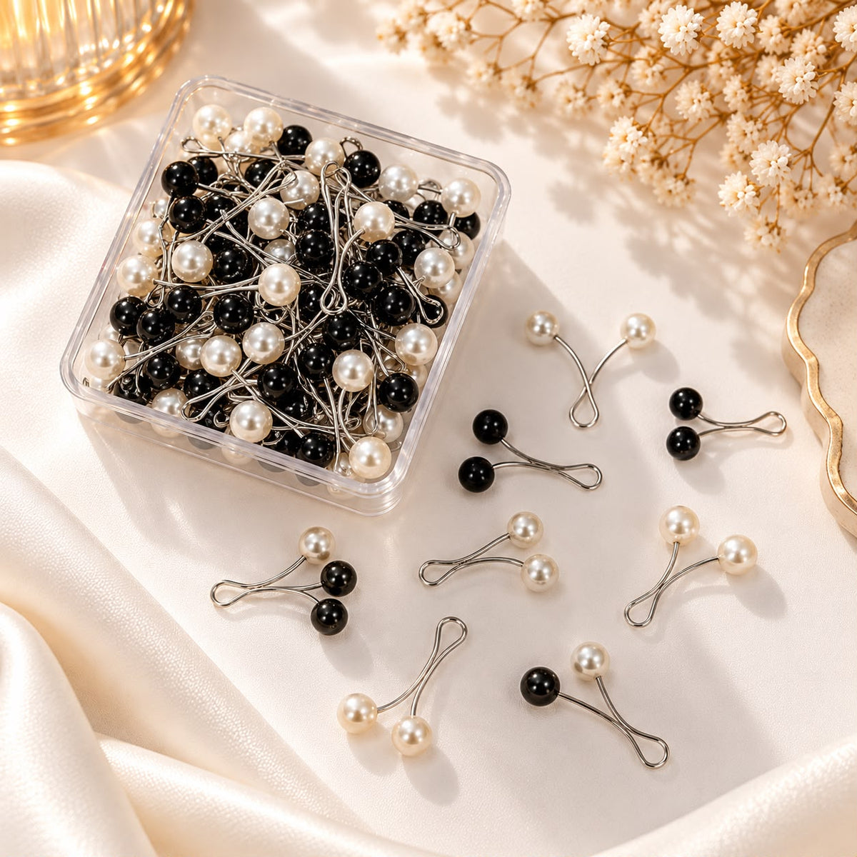 Premium 100 Black white Loop pin Box