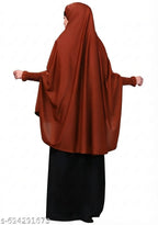 Magenta Long Khimar – Overhead Hijab with Smocked Lace Cuffs