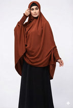 Magenta Long Khimar – Overhead Hijab with Smocked Lace Cuffs