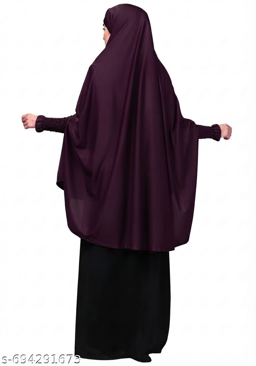 Deep Plum Smocked Cuff Khimar