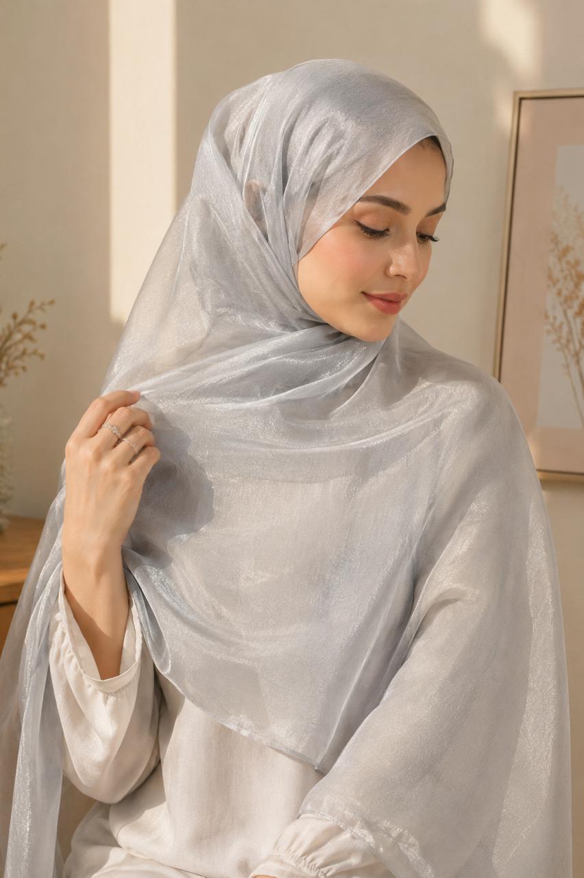Crystal Glass Organza Shimmer Hijab